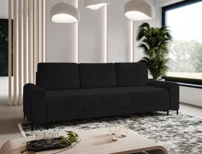 Produktbild von AX LIVING 3 sitziges Sofa Carrari Schwarzes Schlafsofa mit Bettkasten