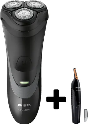 Produktbild von Philips Rasierer S 1520/41 Series 1000 inkl. Nasen- und Ohrenhaartrimmer; Farbe: Schwarz