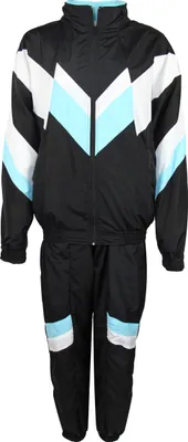 Produktbild von 80er Jahre Trainingsanzug Kostüm für Herren - schwarz weiss babyblau, Größe:XL