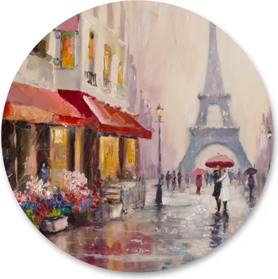 Produktbild von Sticker Kreis Stadt PARIS Eiffelturm Blumen Panorama Architekturen Malerei Wanddeko Aufkleber für Wohnzimmer Büro 100 cm x 100 cm