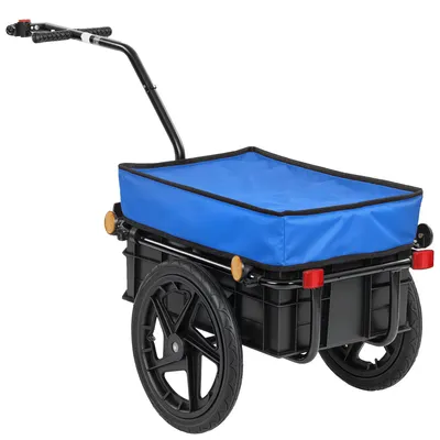 Imagen del producto de Remolque de Bicicleta 40 kg Cubierta de Tela Oxford con Reflectores y Marco de Acero 144x59x80 cm Azul