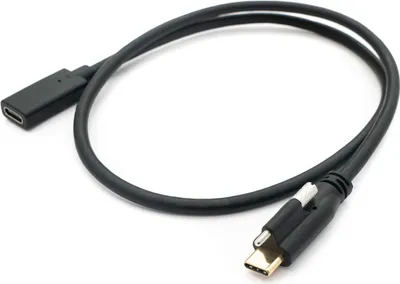 Produktbild von SYSTEM-S USB 3.1 Kabel 60 cm Typ C Stecker zu Buchse Schraube in Schwarz