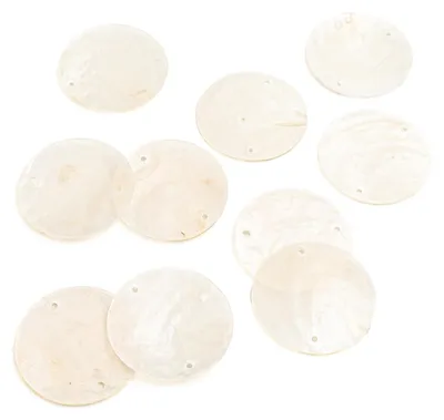 Produktbild von Vintageparts Capiz Muschelscheiben Verbinder in cremeweiß 30 mm, 10 Stück