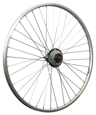 Produktbild von 28 Zoll Hinterrad Zac19 Hohlkammerfelge mit 7 fach Shimano Schraubkranz - silber