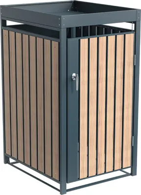 Produktbild von Westmann Metall Mülltonnenbox Planta 1x240 L Anthrazit/Holzoptik 84x68x124 cm