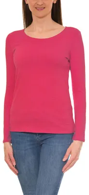 Produktbild von Alkato Damen Langarm Shirt mit O-Ausschnitt, Farbe: Amarant, Größe: XXL