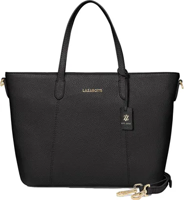 Image de Lazarotti Cuir sac shopper sac à épaule Bologna Leather City Shopper Black noir
