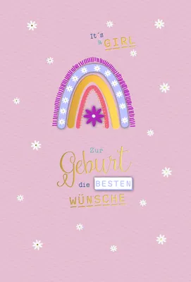 Produktbild von Geburt Baby Mädchen Handmade It`s a girl Glückwunschkarte mit Umschlag