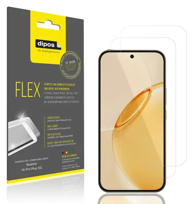 Immagine prodotto di 2x Pellicola protettiva per Realme 16 Pro Plus 5G, rivestimento al 100%, Protezione dipos Flex