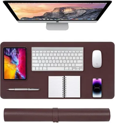 Obrázok produktu pre Protisklzová podložka pod myš, tmavohnedá, 80 x 40 cm, Imitácia kože