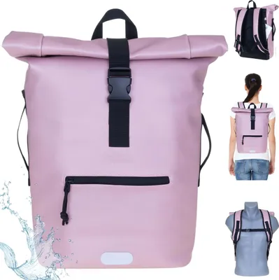 Produktbild von Rucksack Plane Time Bag Evo 24 L Kurierrucksack Roll-Top Damen A4 Freizeitrucksack Laptoprucksack wetterfest Outdoor Elephant 13074 Metallic Rosé +f