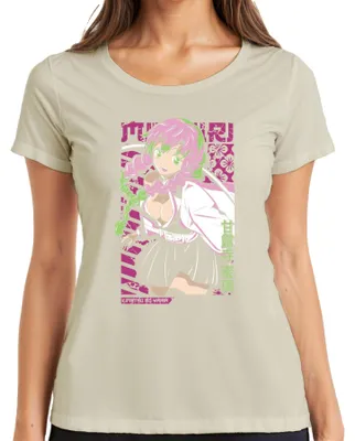 Immagine prodotto di Maglietta da donna Mitsuri Kanroji Kimetsu no Yaiba kawaii rosa verde capelli, naturale, S