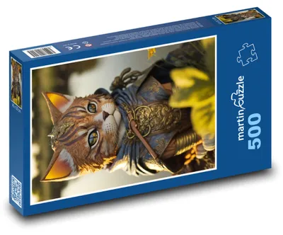 Produktbild von Puzzle 500 Königliche Katze in Rüstung - martinpuzzle