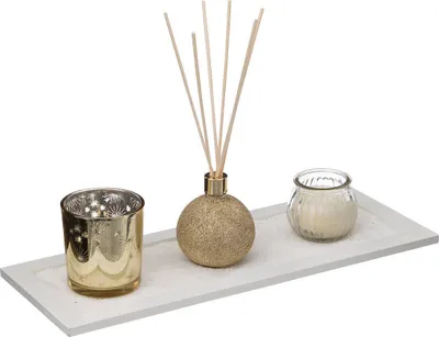 Image de Set de parfum avec bougie et diffuseur, doré