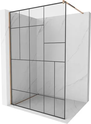 Produktbild von Mexen Kioto Duschwand 100 x 200 cm, Transparent/Schwarzes Design 8 mm, Rosa Gold - 800-100-101-60-78
