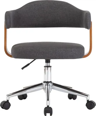 Image de vidaXL Chaise de bureau pivotante Gris Bois courbé et tissu