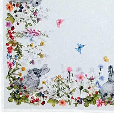 Produktbild von Tischdecke VIVIEN Ostern Osterhase Blumenwiese Polyester 85 x 85 cm