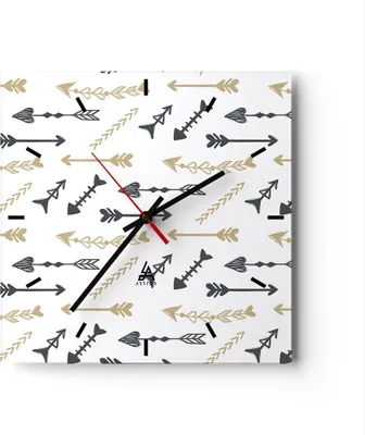 Produktbild von Wanduhr - Quadrat - Glasuhr - Abstraktion modern - 30x30cm - Schleichendes Uhrwerk - Lautlos - zum Aufhängen bereit - Dekoration Modern - Wanddekoration aus Glas - C3AC30x30-3970