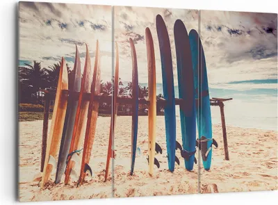 Produktbild von Bild auf Leinwand - Leinwandbild - 3 Teile - Surfen Strand Board - 165x110cm - Wand Bild - Wanddeko - Wandbilder - Leinwanddruck - Bilder - Wanddekoration - Leinwand bilder - Wandbild - CE165x110-4992