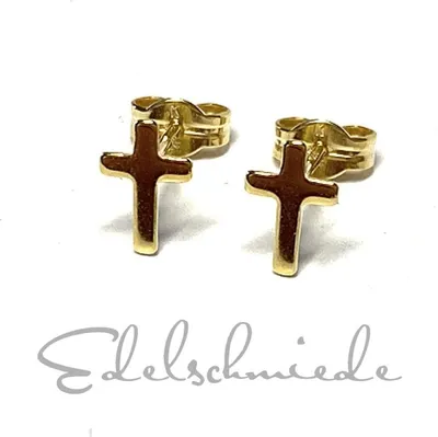 Produktbild von Ohrstecker 333/- Gelbgold als Kreuz poliert schlicht edel einfarbig
