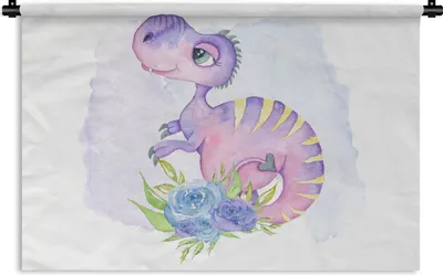Produktbild von MuchoWow® Wandteppich Wandbehang Dinosaurier - Kinderzimmer - Lila - Mädchen - Kinder 60x40 cm Tapisserie Dekoration Wandtuch - Wanddekorationen