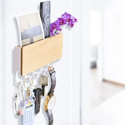 Produktbild von Schlüsselhalter 5 Haken, Wandmontage, Platzsparend, Weiß, für Flur