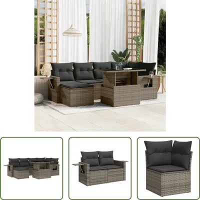 Produktbild von The Living Store 7-tlg. Garten-Sofagarnitur mit Kissen Grau Poly Rattan