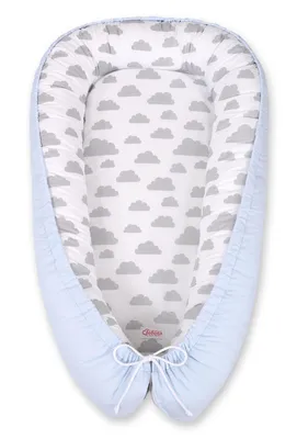 Produktbild von Bobono Babyschlafsack Kokon Premium Grau/Navy 95x55 cm Wendbar - mit ECO FILLBALL Füllung
