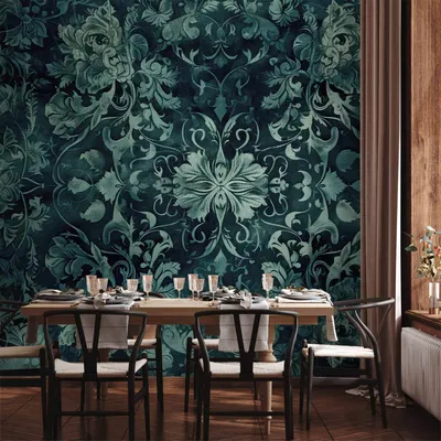 Produktbild von Vlies Fototapete - Oriental Pattern Carpet: Emerald Ornaments and Worn Patterns 350x245 cm Muster p-H-10001-a-a