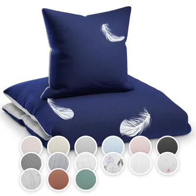 Produktbild von sleepwise Bettwäsche 200x200 Sommer Bettwäsche 3tlg- , Traumhaft Weich, Atmungsaktiv, Bügelfrei & Knitterfrei - Bettbezug Set aus weicher Mikrofaser mit 65x65cm Kissenbezüge, Blau/ Grau