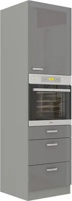 Obrázok produktu pre Vysoká skrinka 60 cm na vstavanú rúru RONG 1 - šedá / lesklá šedá