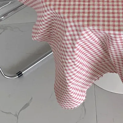 Obrázok produktu pre Obrus na stôl Károvaný stolový kryt Bavlnené pozadie Prachotesné domáce dekorácie pre kanceláriu Ubytovňa Ružová 100x150cm / 39.4x59.1in