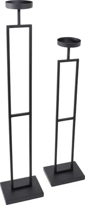 Produktbild von LOFT42 Bodenkerzenhalter-Set Flame - Schwarzes Metall