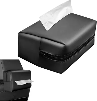 Produktbild von Taschentuchbox fš¹r die Autorš¹ckbank šC platzsparender Halter aus Kunstleder mit Papierspender
