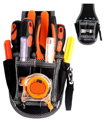 Produktbild von Werkzeuggürtel mit mehreren Taschen, kleine Oxford-Tasche für Werkzeuge | geeignet für Elektriker, Schreiner und Bauarbeiten