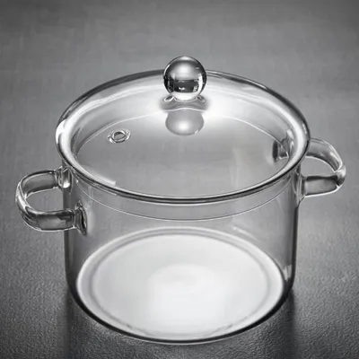 Produktbild von Hitzebeständiges Kochgeschirr aus Glas, Kochgeschirr aus klarem Glas mit Deckel, transparentes Kochgeschirr, sicheres Köcheln, Kochen und Dämpfen, für Milch, Nudeln, Suppe, Tee, Mikrowelle, Haushaltsküche