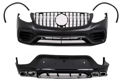 Imagen del producto de Kit de carrocería para Mercedes GLC Coupé C253 (modelos de 2015 a 07/2019), que incluye parachoques y pasos de rueda con diseño GLC63.