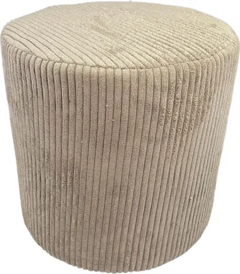 Zdjęcie produktu dla Pufa POSO sztruksowa 40x40 cm tapicerowana okrągła miekkie siedzisko do salonu podnóżek cappuchino