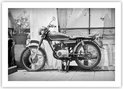 Produktbild von Poster - Poster ohne Rahmen - Alt Motorrad Schwarz und Weiß - 70x50 cm - Wand Bild - Wanddeko - Wandbilder - Kunstposter - Wandposter - Bilder - Kunstdruck - Wanddekoration - P2XAA70x50-4487