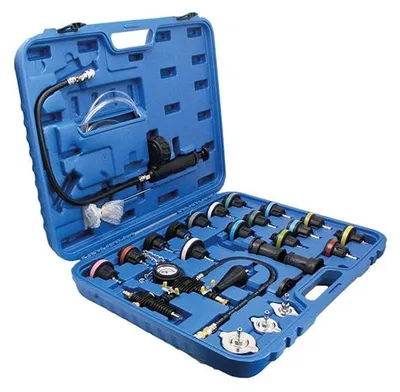 Immagine prodotto di Set-kit tester di sistema di raffreddamento auto, pressione del radiatore e perdite refrigerante, con pompa booster manuale, 27 pezzi