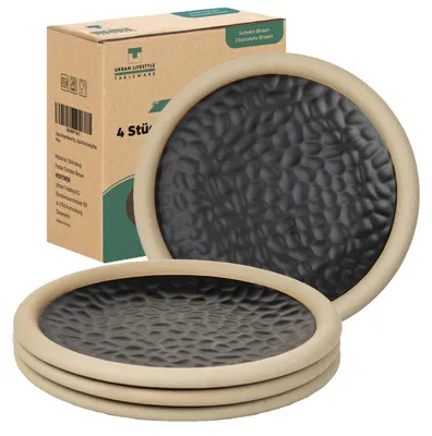 Dessertteller-Set 4er, Ø15 cm, Schwarz, Steingut, Mikrowellenfest