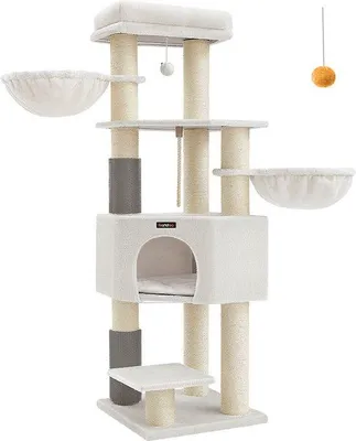 Image de Arbre à chat en peluche et sisal - 50 x 50 x 160 cm