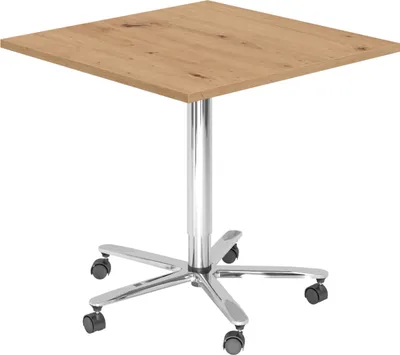 Produktbild von bümö Säulenhubtisch eckig ST - tischfuss: chrom, Nachbildung: Asteiche