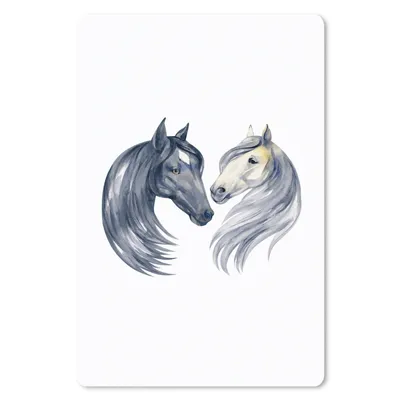 Produktbild von MuchoWow® Mauspad Mousepad Pferde - Aquarell - Grau - Mädchen - Kinder - Mädchen 40x60 cm - Mousepads - Maus Mat - Pad - Mausunterlage - Schreibtisch Accesoire