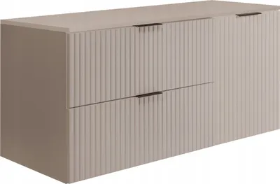 Immagine prodotto di RODAN - Mobile da bagno - 120 CM - Beige opaco - MDF - Anta scanalata - Piano superiore beige - Mobili da bagno - Mobile da bagno