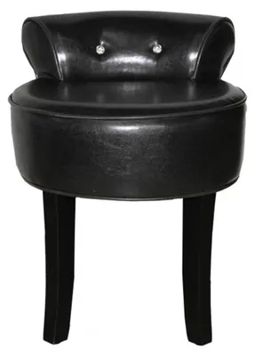 Produktbild von Casa Padrino Designer Hocker Boston Schwarz / Schwarz mit Bling Bling Steinen - Barock Schminktisch Stuhl
