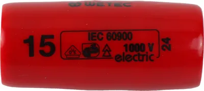 Produktbild von WETEC Sechskant-Steckschlüssel-Einsatz, 1/2", 15 mm, 1000 V/VDE/GS (Nuss)
