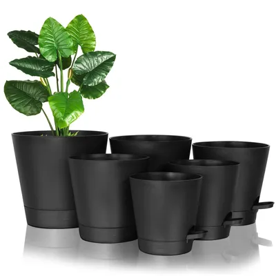 Produktbild von Selbstbewässernde Pflanzenübertöpfe - Set von 6 mit Untersetzern