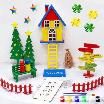 Produktbild von Weihnachtswichtel Türset DIY Miniaturhaus & Accessoires für Gartendekoration