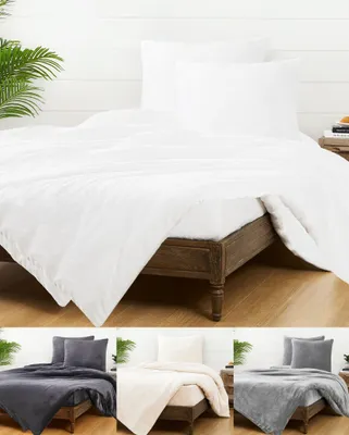 Produktbild von JACK Teddy Flausch Plüsch Bettwäsche 4tlg. 135x200cm Weiß Grau Anthrazit Uni Weiß